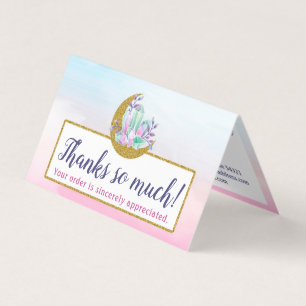 Watercolor Crystals & Guld Måne Boutique Tack Kort