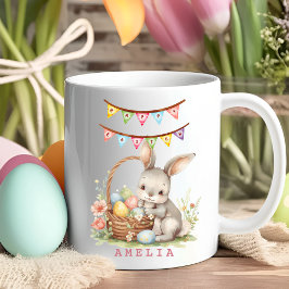 Watercolor Custom Name Easter Bunny Mug For Kids Kaffemugg