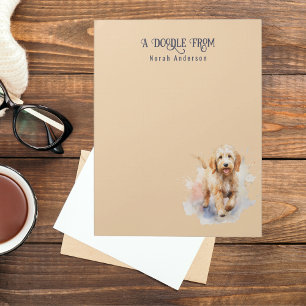Watercolor Cute Apricot Goldendoodle Monogrammed Anteckningsblock