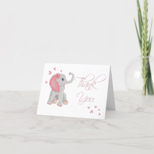 Watercolor Cute Baby Elephant Rosa Watercolor  Wat Tack Kort