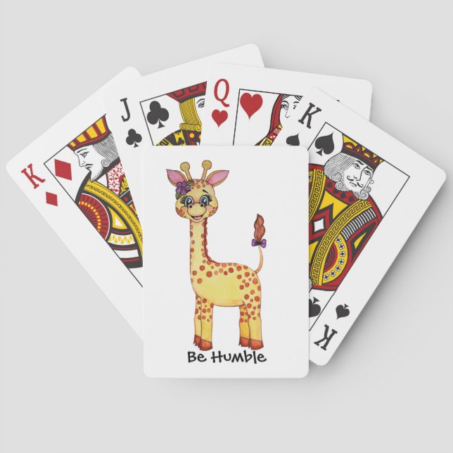 Watercolor Cute Baby Giraffe Casinokort (Baksidan)