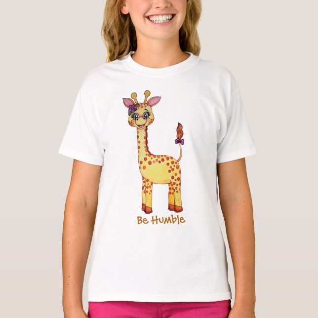 Watercolor Cute Baby Giraffe T Shirt (Framsida)