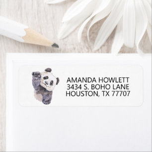Watercolor Cute Baby Panda Returadress Etikett