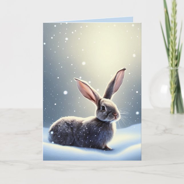 Watercolor Cute Bunny Rabbit jul Helgkort (Framsida)