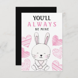 Watercolor Cute Bunny Valentine Day Hälsning Kort