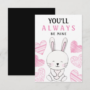Watercolor Cute Bunny Valentine Day Hälsning Kort