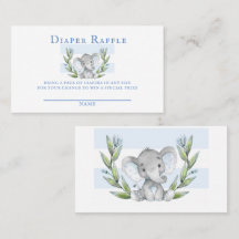 Watercolor Cute Elephant Boy Baby Diaper Raffle