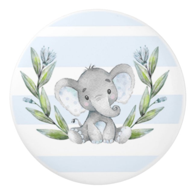 Watercolor Cute Elephant Boy Knopp (Framsidan)