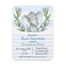 Watercolor Cute Elephant Boy Shower Inbjudningskor