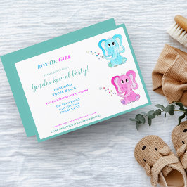 Watercolor Cute Elephants Gender Reveal Party Inbjudningar