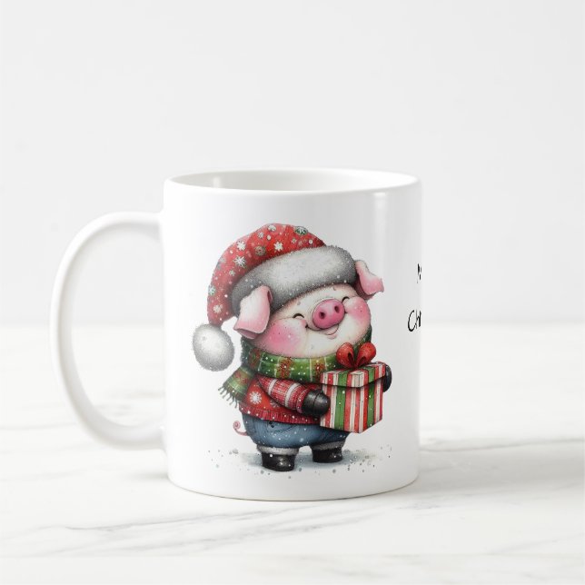 Watercolor Cute Gris God jul Kaffemugg (Vänster)