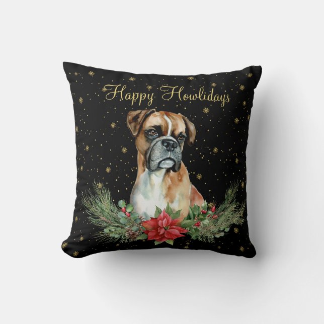 Watercolor Cute Hund Howlidays Kudde (Framsida)