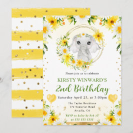 Watercolor Cute Jungle Elephant Barns födelsedag Inbjudningar