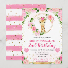 Watercolor Cute Jungle Giraffe Barns födelsedag Inbjudningar