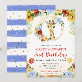 Watercolor Cute Jungle Giraffe Barns födelsedag Inbjudningar