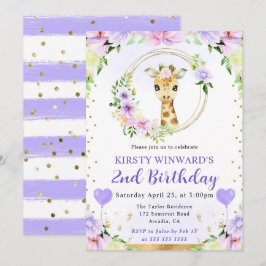 Watercolor Cute Jungle Giraffe Barns födelsedag Inbjudningar
