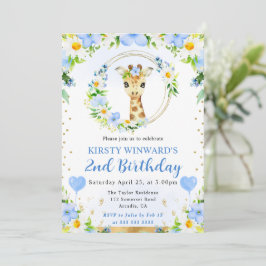 Watercolor Cute Jungle Giraffe Barns födelsedag Inbjudningar