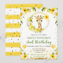 Watercolor Cute Jungle Giraffe Barns födelsedag Inbjudningar