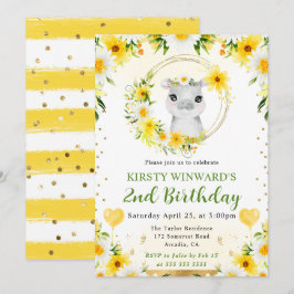 Watercolor Cute Jungle Hippo Barns födelsedag Inbjudningar