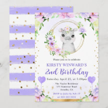 Watercolor Cute Jungle Hippo Barns födelsedag