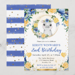 Watercolor Cute Jungle Hippo Barns födelsedag Inbjudningar