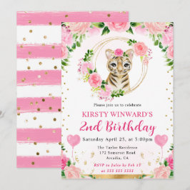 Watercolor Cute Jungle Tiger Barns födelsedag Inbjudningar