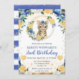 Watercolor Cute Jungle Tiger Barns födelsedag Inbjudningar