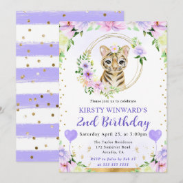 Watercolor Cute Jungle Tiger Barns födelsedag Inbjudningar