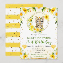 Watercolor Cute Jungle Tiger Barns födelsedag Inbjudningar