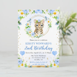 Watercolor Cute Jungle Tiger Barns födelsedag Inbjudningar