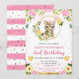 Watercolor Cute Jungle Tiger Barns födelsedag Inbjudningar