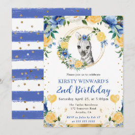 Watercolor Cute Jungle Zebra Barns födelsedag Inbjudningar