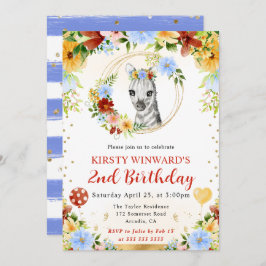 Watercolor Cute Jungle Zebra Barns födelsedag Inbjudningar