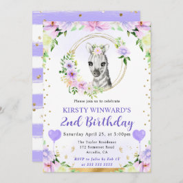 Watercolor Cute Jungle Zebra Barns födelsedag Inbjudningar