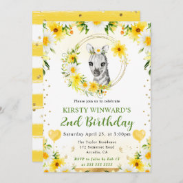 Watercolor Cute Jungle Zebra Barns födelsedag Inbjudningar