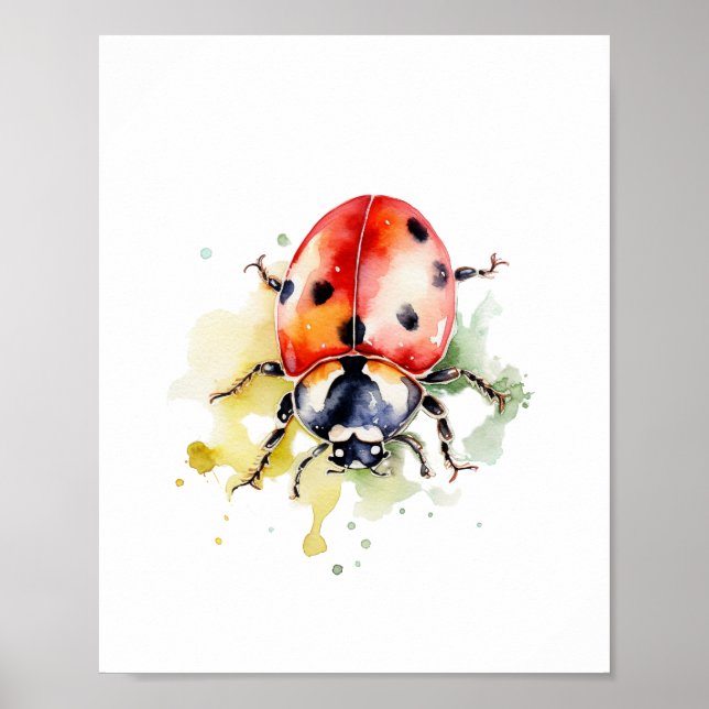 Watercolor Cute Ladybug Poster (Framsidan)