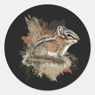 Watercolor Cute Little Chipmunk Animal Wildlife Runt Klistermärke