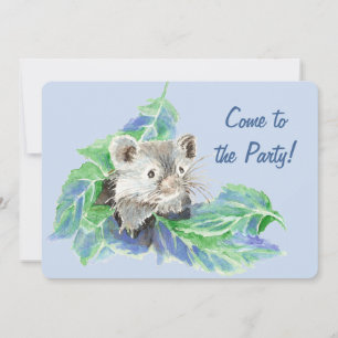 Watercolor Cute Little Hamster Birthday Anpassning Inbjudningar