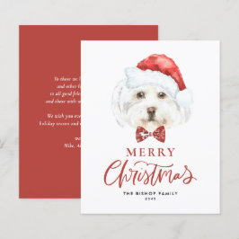 Watercolor Cute Malta Santa God jul Card