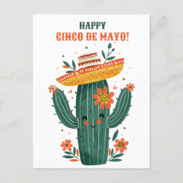 Watercolor Cute Mexican Cactus Lycklig Cinco de Ma Vykort