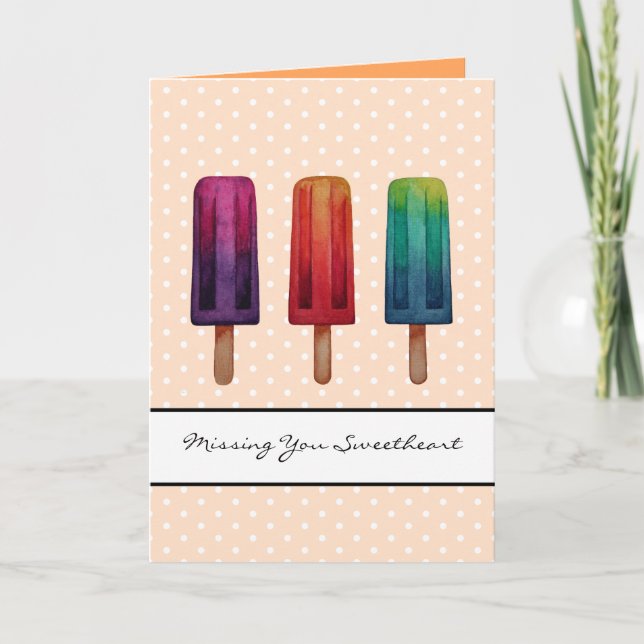 Watercolor Cute Popsicle Ice Creams Kort (Framsida)