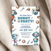 Watercolor Cute Robot Barns födelsedag