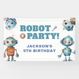 Watercolor Cute Robot Birthday