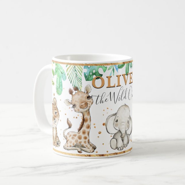 Watercolor Cute Safari Animals Mugg (Framsida vänster)