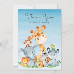 Watercolor Cute Safari Jungle Animals Tack Kort