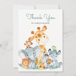 Watercolor Cute Safari Jungle Animals Tack Kort