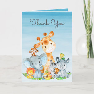 Watercolor Cute Safari Jungle Animals Tack Kort