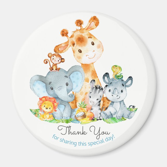 Watercolor Cute Safari Jungle Animals Tack Magnet (Framsidan)