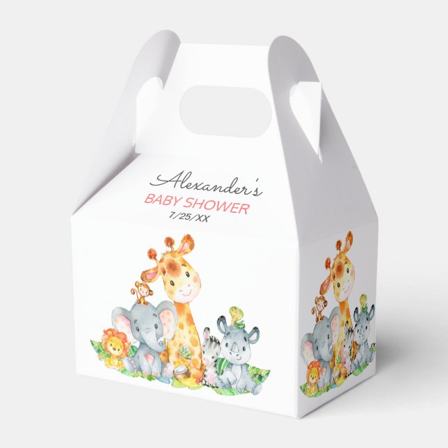 Watercolor Cute Safari Jungle Girl Baby Shower Presentaskar (Framsidan Sidan)
