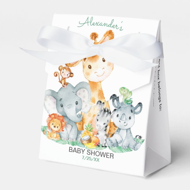 Watercolor Cute Safari Jungle Girl Baby Shower Presentaskar (Framsidan Sidan)